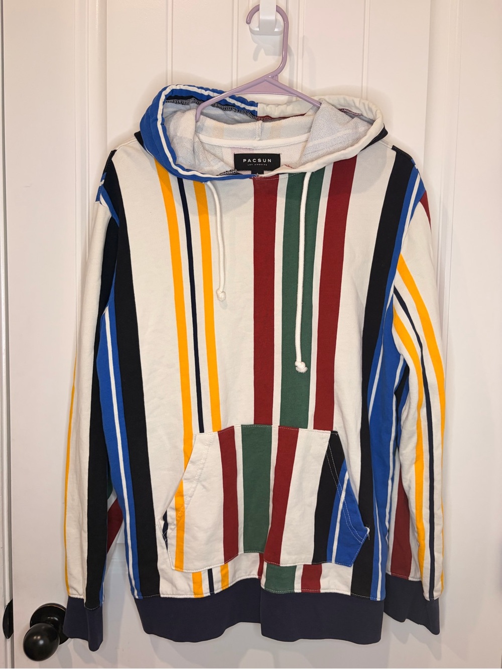 PacSun Men's Multi-Stripe Hooded Sweater - White/Multi